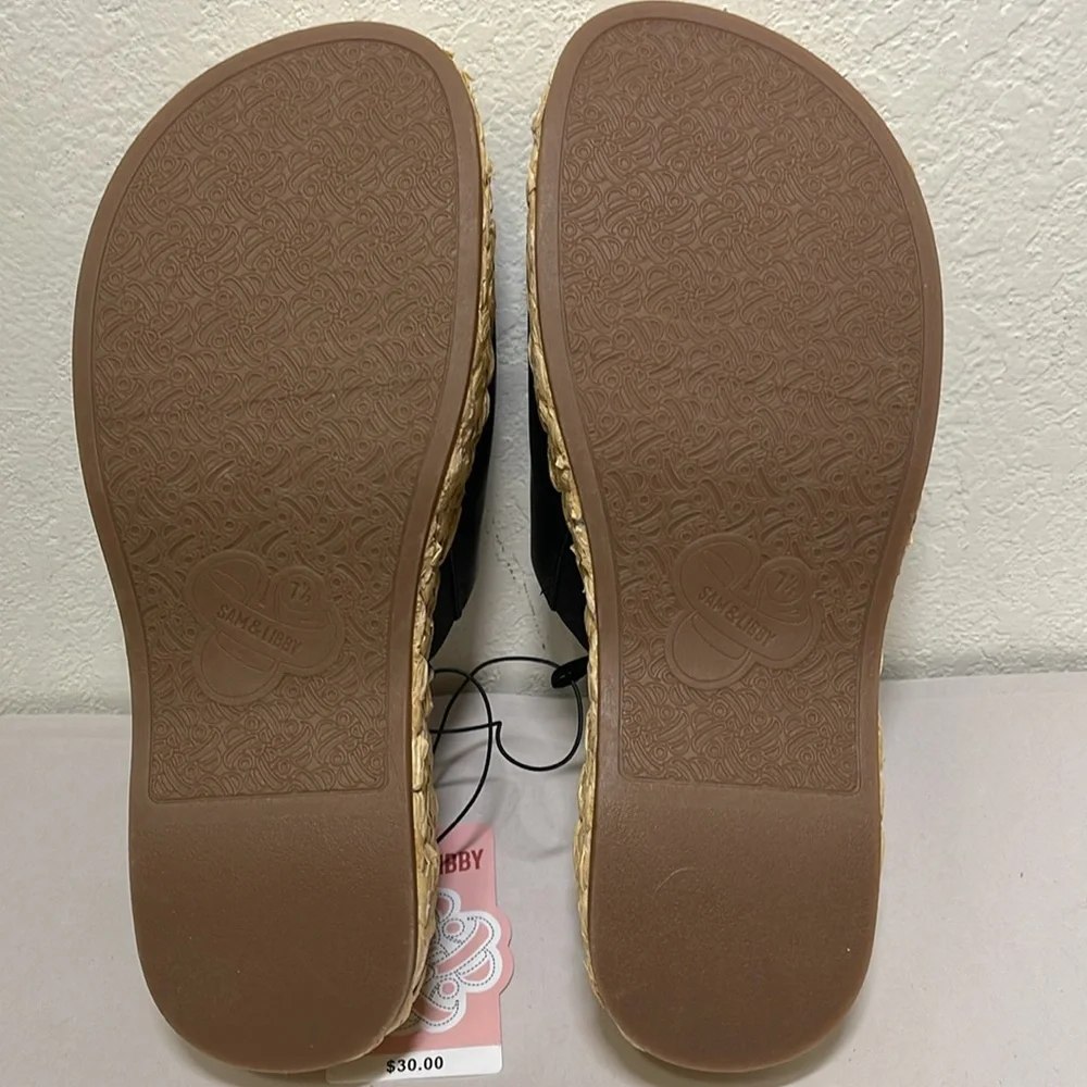 Women's SAM & LIBBY Black Ingrid Espadrille Slide Sandals Size: 7.5 - NWT